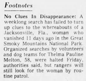 Thelma Pauline Melton Missing